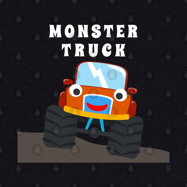 illustration of monster truck with cartoon style. by KIDS APPAREL